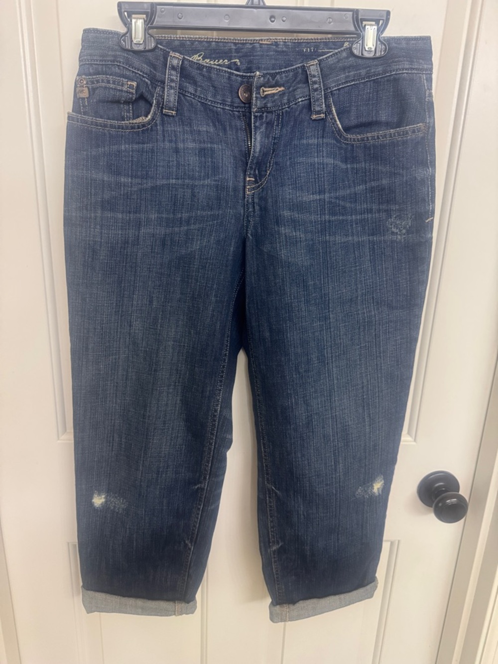 Eddie Bauer Dark Blue Boyfriend Jeans - Cropped Roll Cuff